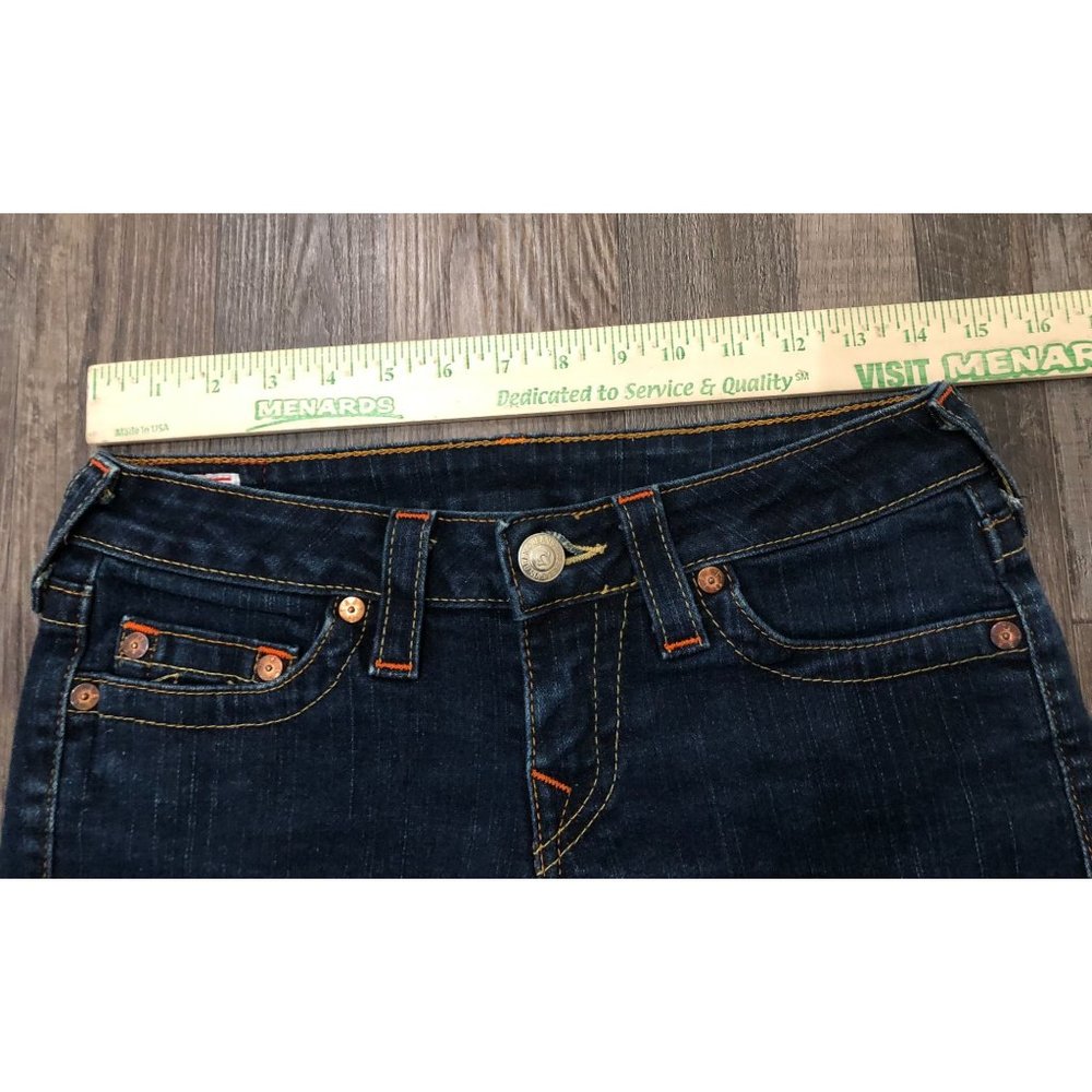 True Religion Womens Size 28 Waist Dark Wash Denim Blue Jeans - Picture 5 of 6